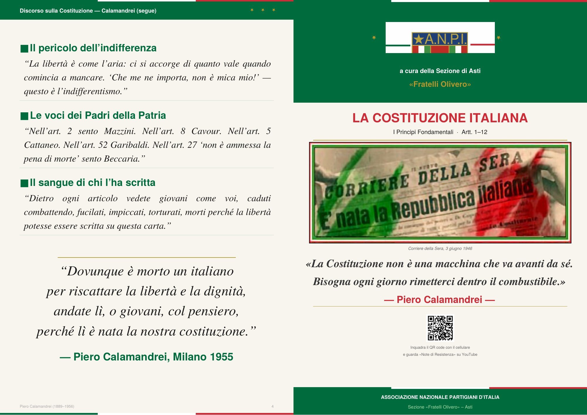 Depliant, fronte: copertina e pagina finale